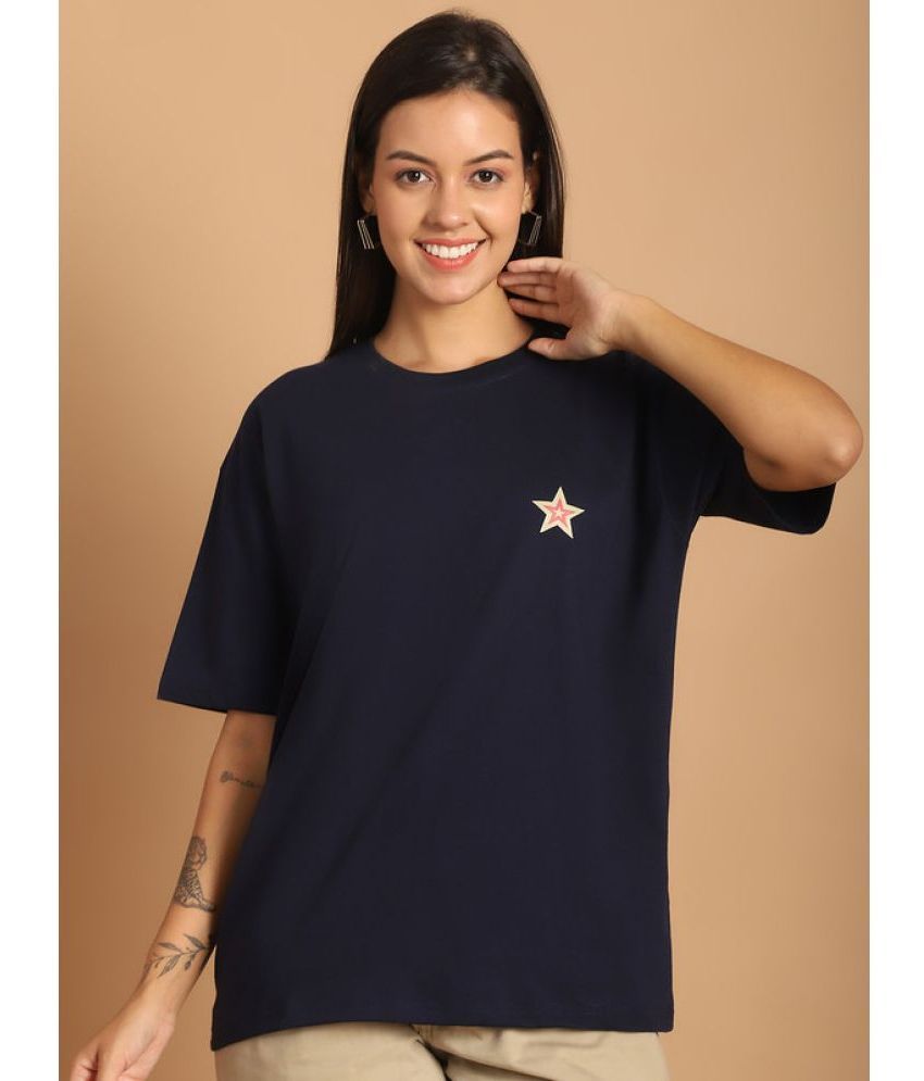     			Fabflee Navy Blue Cotton Women's T-Shirt ( Pack of 1 )