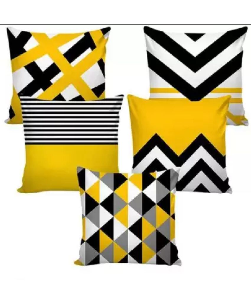     			Fabolic Set of 5 Polyester Geometric Square Cushion Cover (40X40)cm - Multicolor