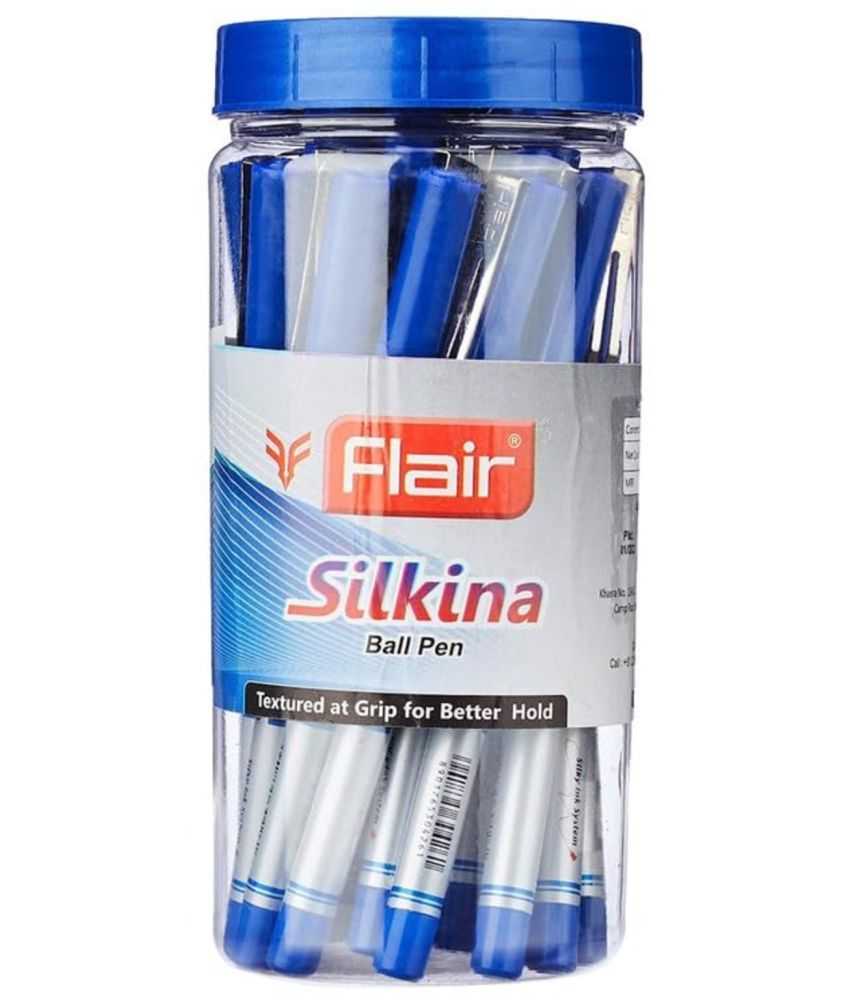     			Flair Silkina 0.7Mm Ball Pen Jar Pack Blue Ink, Set Of 25 Pens