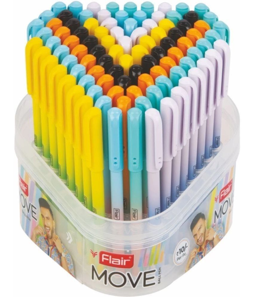     			Flair Move Ball Pen Set Of 100 Ball Pen- Multicolor Body And Ink