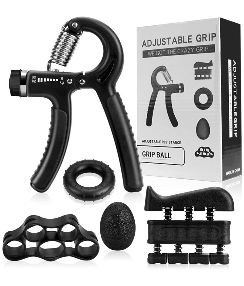     			GEEO Hand Grip Strength Trainer, 5 PC Set Hand Grip Strengthener with Counter, Adjustable Resistance 5 to 60 kg, Non-Slip Gripper, Perfect for Athletes Fingure & Hand Exercising.