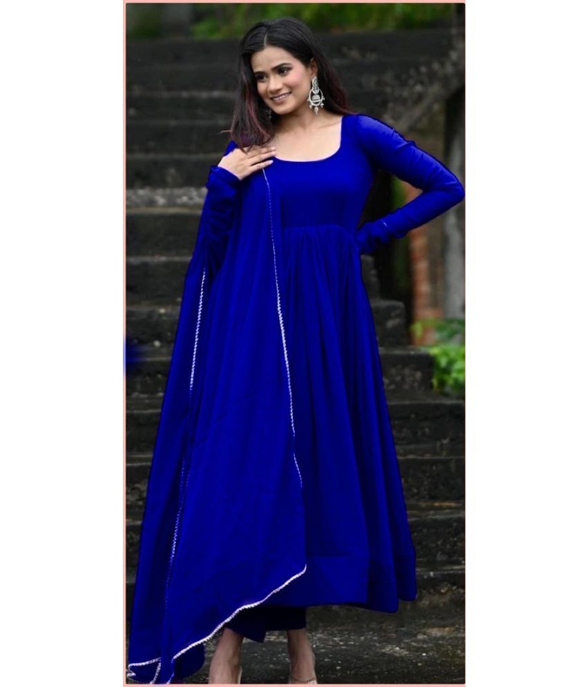     			JULEE Blue Flared Georgette Women's Stitched Ethnic Gown ( Pack of 1 )