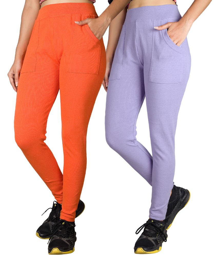     			KARARO JEGGINGS - Cotton Blend Skinny Fit Orange Women's Jeggings ( Pack of 2 )