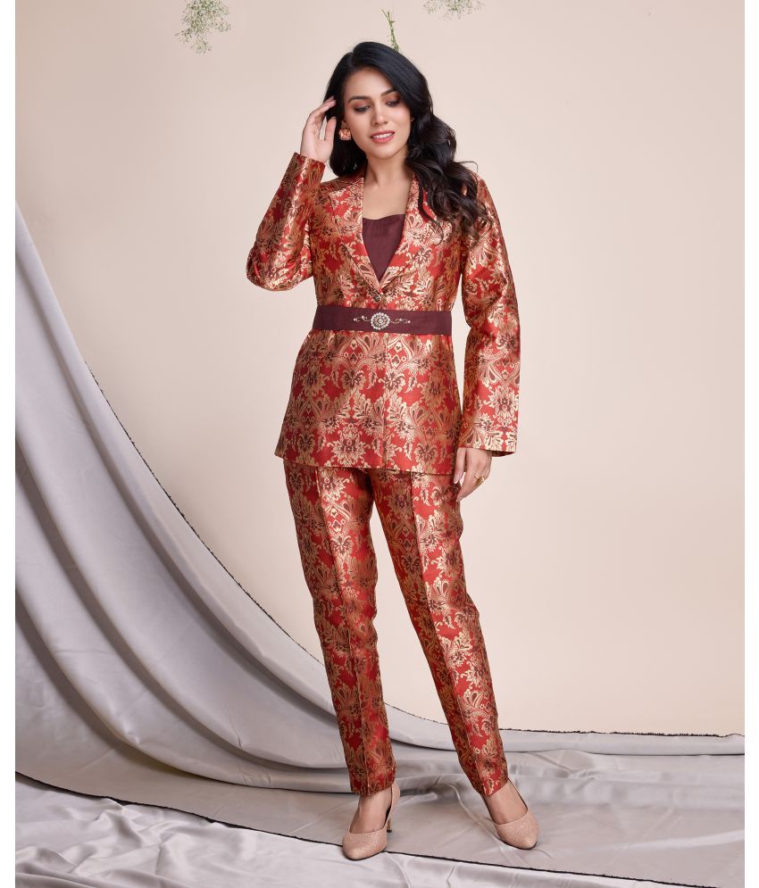     			MOJILAA Orange Printed 3 Piece Set