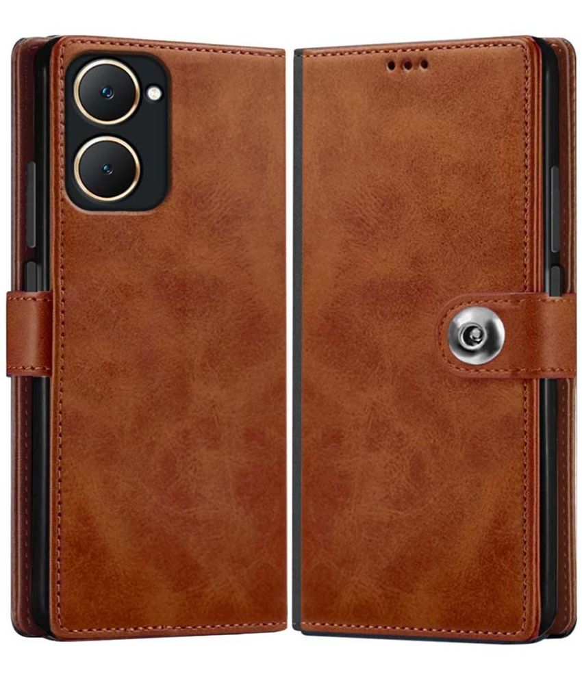     			NBOX Brown Flip Cover Leather Compatible For Vivo Y18 ( Pack of 1 )