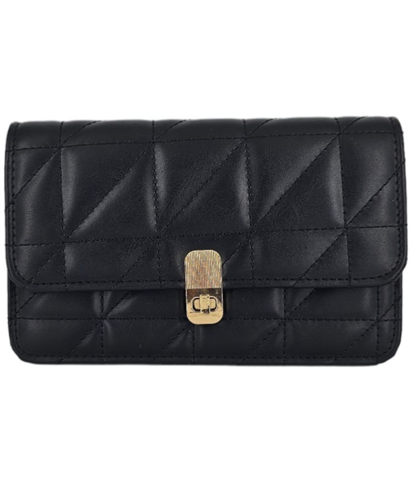     			Santorini Black Faux Leather Sling Bag