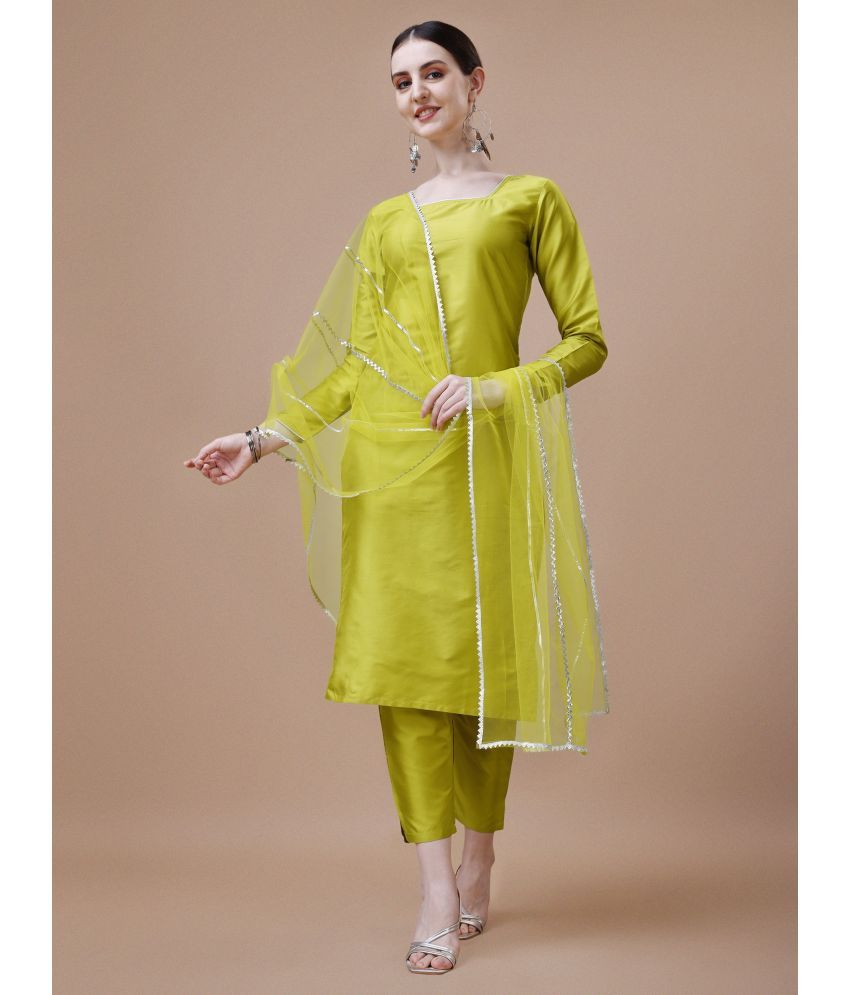     			TechieDesigner Cotton Silk Solid Kurti With Pants Women's Stitched Salwar Suit - Yellow ( Pack of 1 )