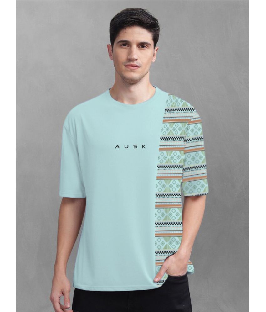     			AUSK Cotton Oversized Fit Printed Half Sleeves Men's T-Shirt - Sky Blue ( Pack of 1 )