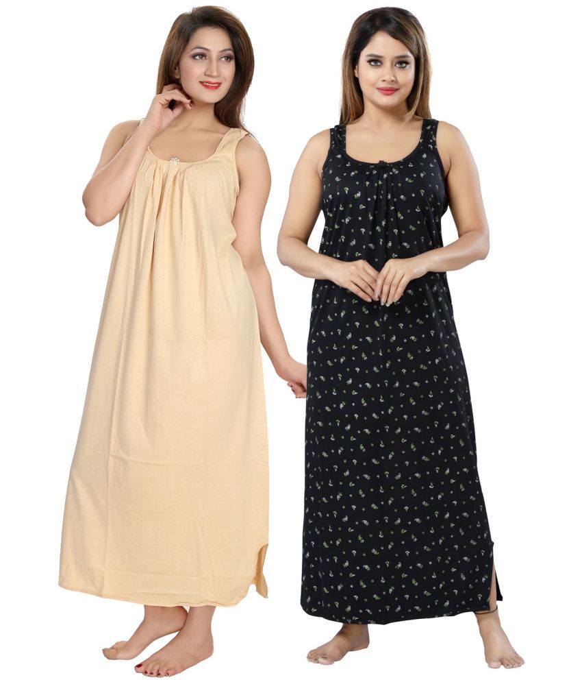     			Cinco Multicolor Cotton Blend Women's Nightwear Nighty & Night Gowns ( Pack of 2 )