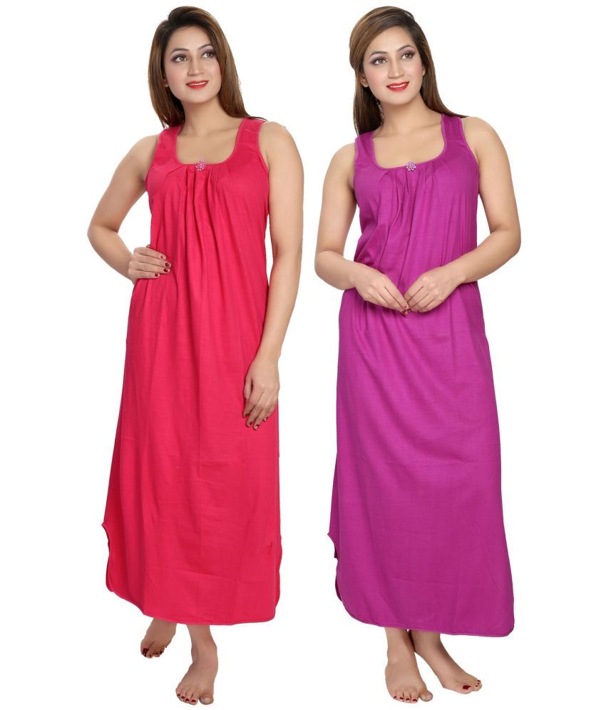     			Cinco Multicolor Cotton Blend Women's Nightwear Nighty & Night Gowns ( Pack of 2 )