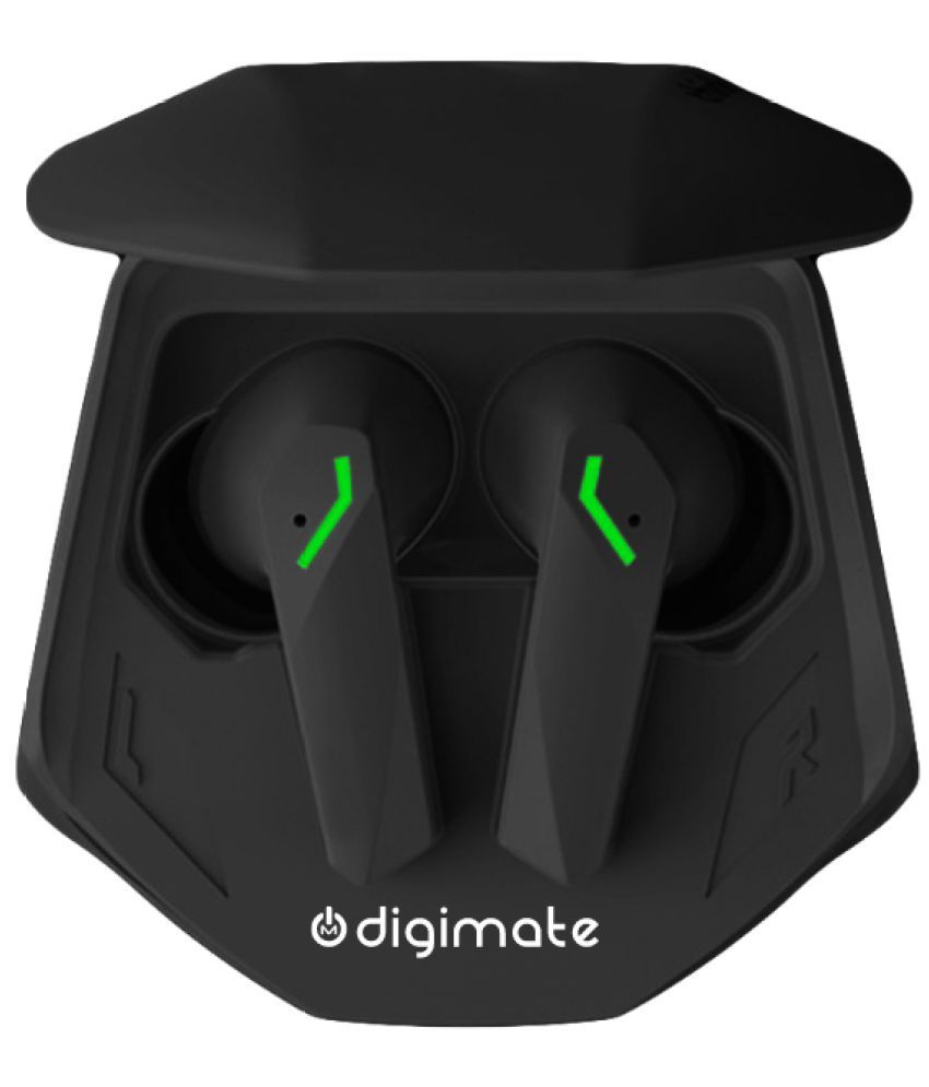     			DIGIMATE Powerpods Earbud with LED Light Charging Case 20 Hours Playtime, Water Resistance, Siri/Google Supoort (Black, DGMGO5-004)