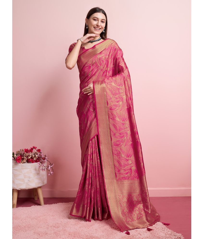     			Doi Moi Silk Self Design Saree With Blouse Piece - Pink ( Pack of 1 )