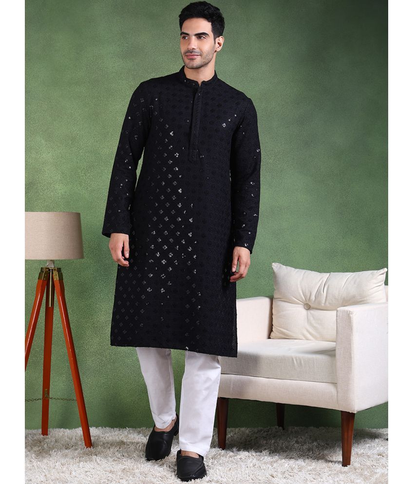     			Ethnic Bay Black Viscose Men's Regular Kurta ( Pack of 1 )