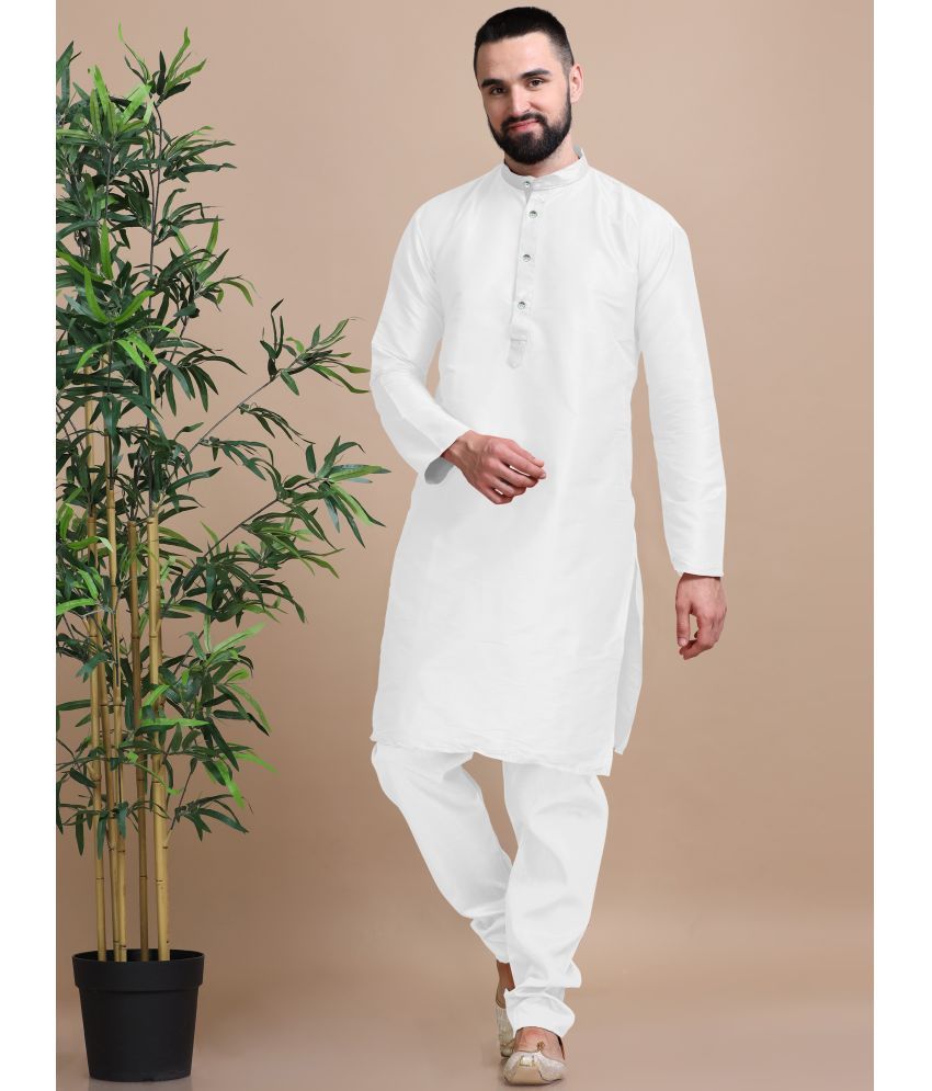     			Fashionfricks White Cotton Blend Men's Regular Kurta ( Pack of 1 )