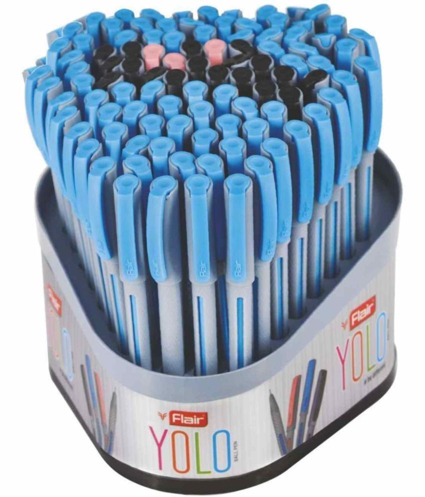     			Flair Yolo Blue Ball Pen 0.6 Mm Tip Size Multicolor, Tumbler Set Of 100 Pen