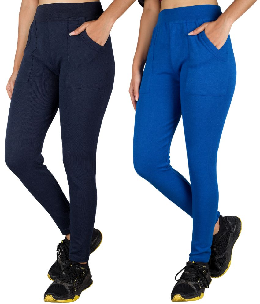     			KARARO JEGGINGS - Cotton Blend Skinny Fit Navy Blue Women's Jeggings ( Pack of 2 )