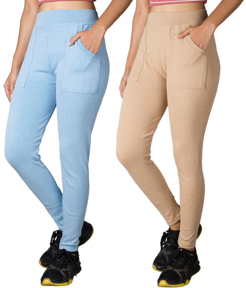     			KARARO JEGGINGS - Cotton Blend Skinny Fit Light Blue Women's Jeggings ( Pack of 2 )