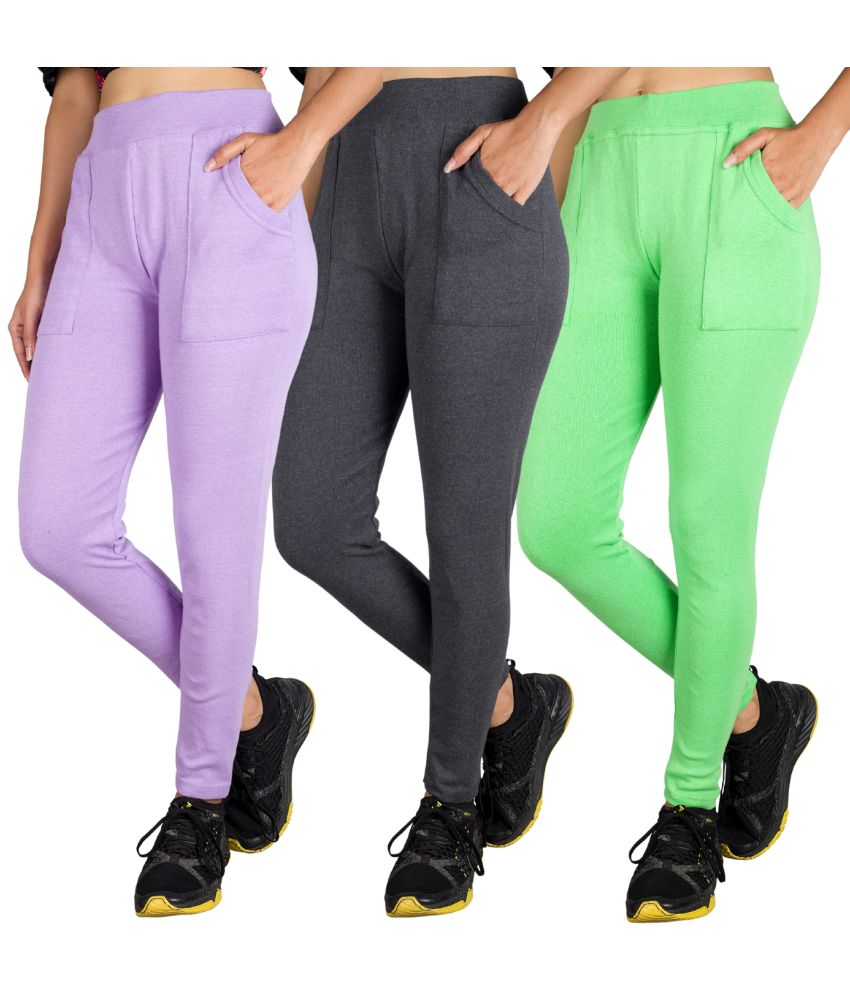     			KARARO JEGGINGS - Cotton Blend Skinny Fit Lavender Women's Jeggings ( Pack of 3 )