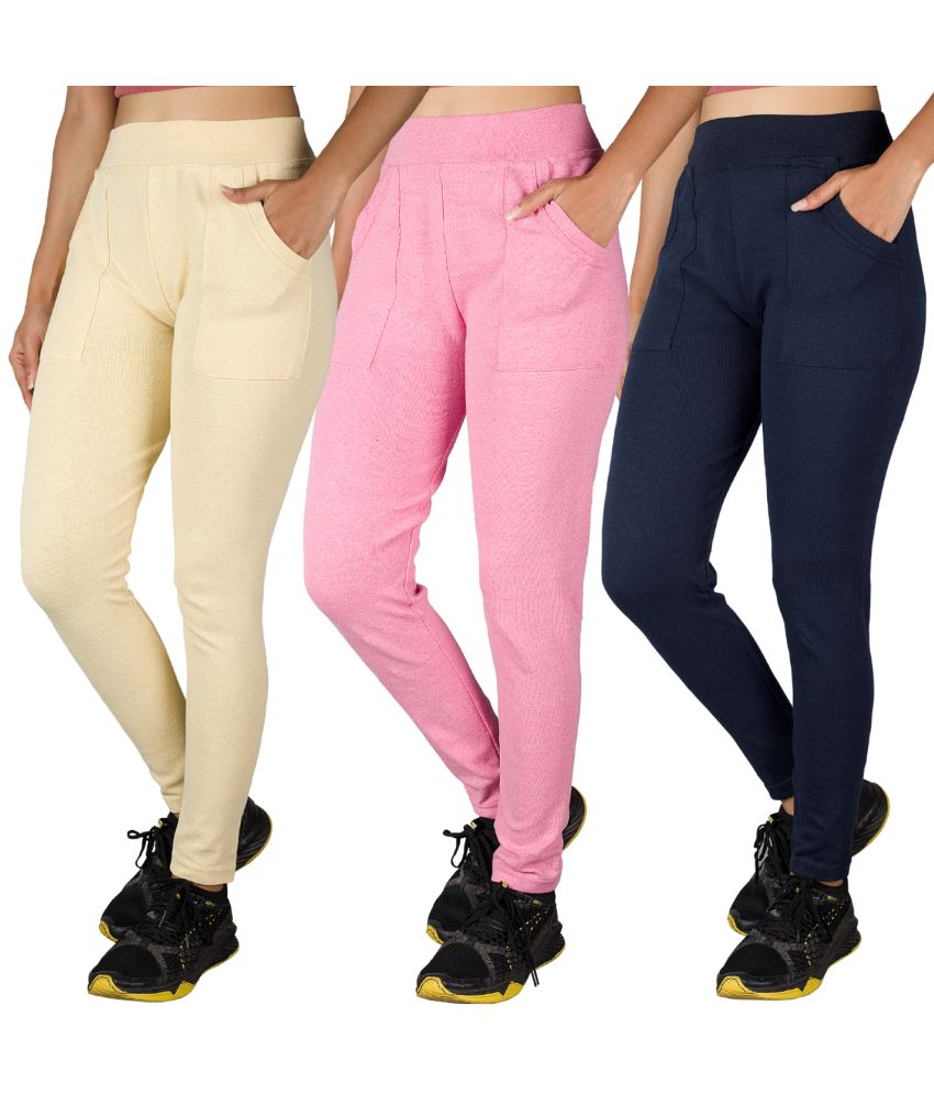     			KARARO JEGGINGS - Cotton Blend Skinny Fit Pink Women's Jeggings ( Pack of 3 )