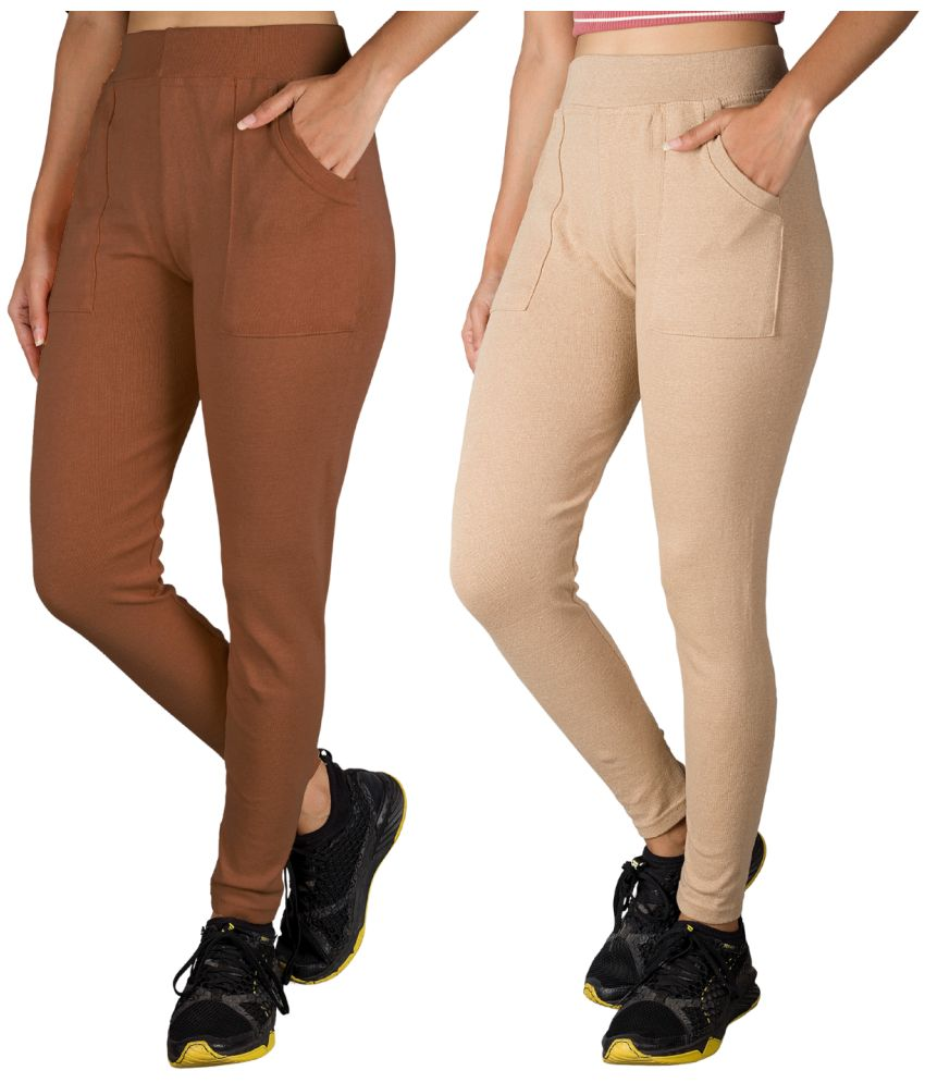     			KARARO JEGGINGS - Cotton Blend Skinny Fit Mustard Women's Jeggings ( Pack of 2 )