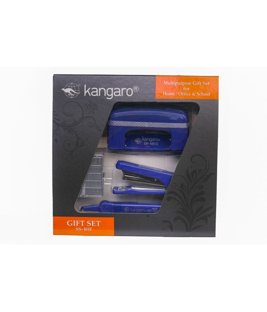     			Kangaro Desk Essentials SS-10H Combo Multipurpose Gift Pack | Stationery Gift Set | Stapler, Staples, Paper Punch & Staple Remover Combo Pack | Red, Pack of 1 | Color - Dark Blue