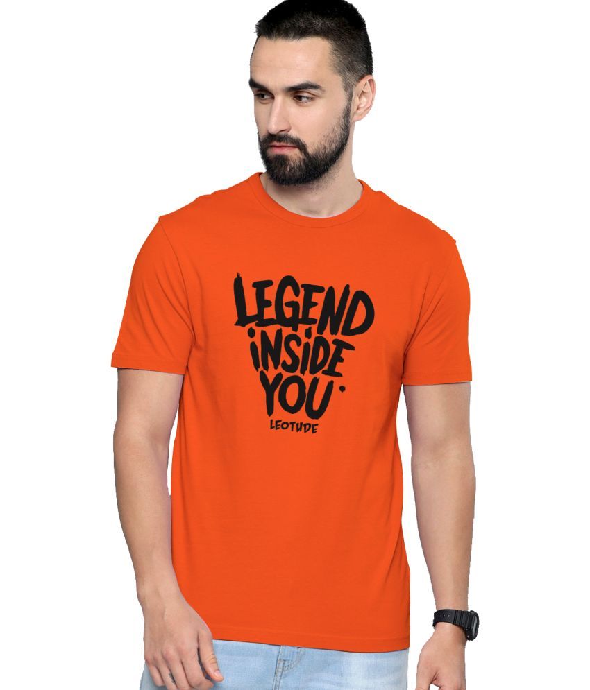     			Leotude Polyester Regular Fit Printed Half Sleeves Men's T-Shirt - Orange ( Pack of 1 )