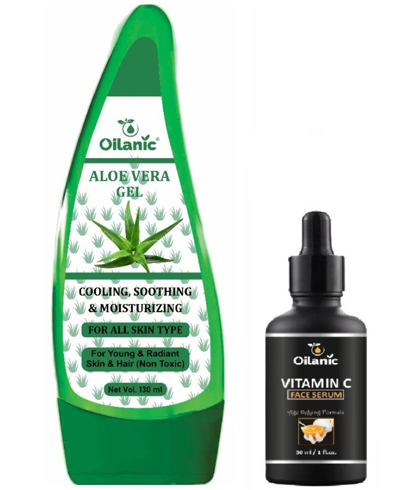     			Multipurpose Aloe vera Gel 130ml & Vitamin C Face Serum for Anti Aging Face 30ml Combo of 2 Items