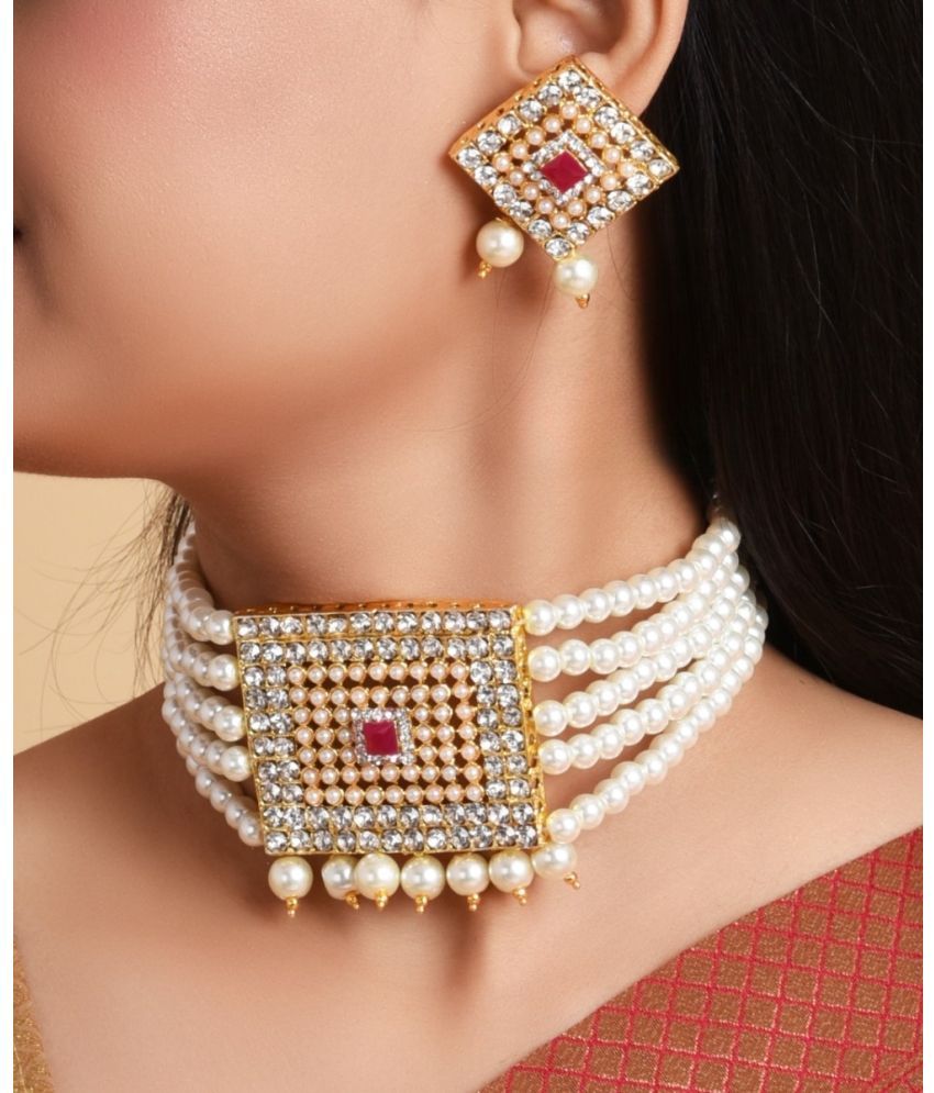     			Padmavati Bangles Maroon Alloy Necklace Set ( Pack of 1 )