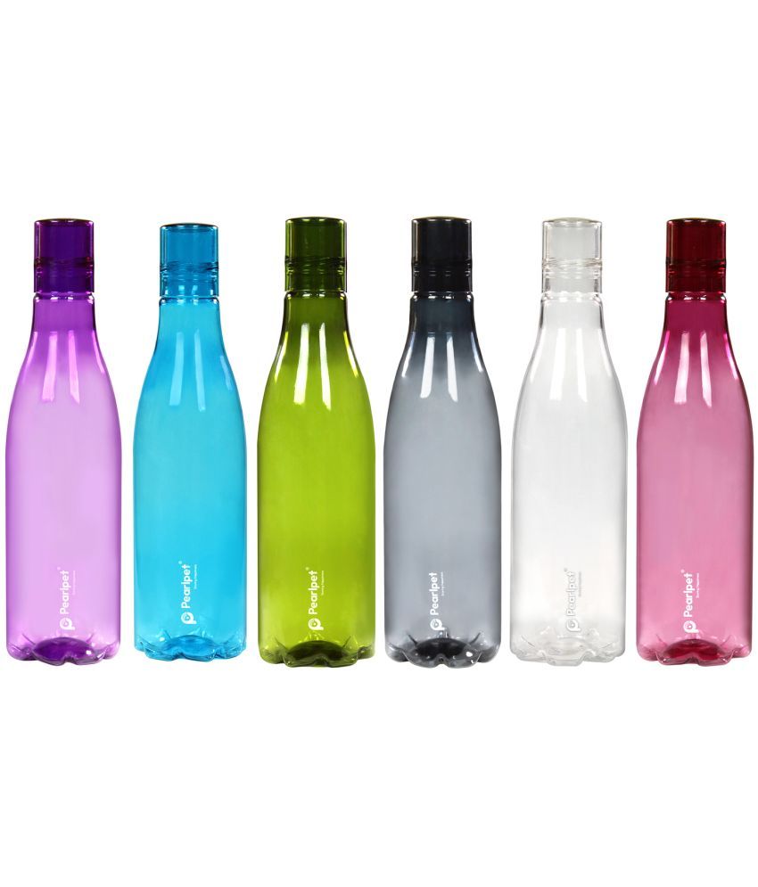     			PearlPet Throttle-Assorted-1000ml-6pcs Multicolour Plastic Water Bottle 1000 mL ( Set of 6 )