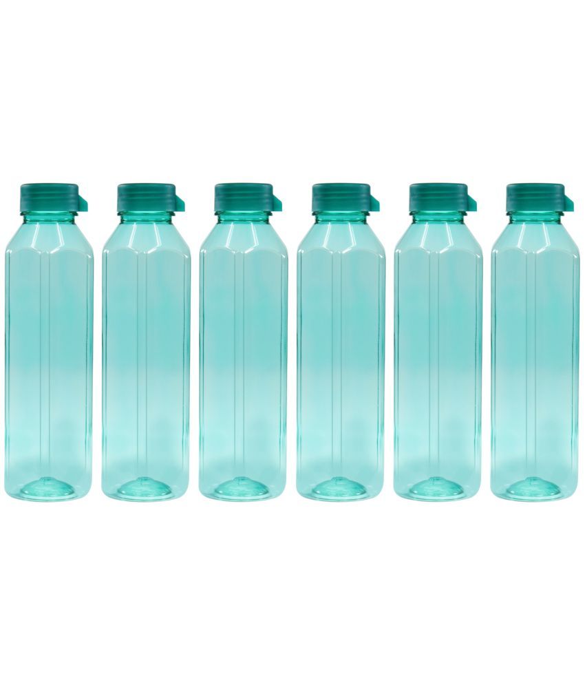     			PearlPet Topaz-1000ML-GREEN-6PCS Green Plastic Water Bottle 1000 mL ( Set of 6 )