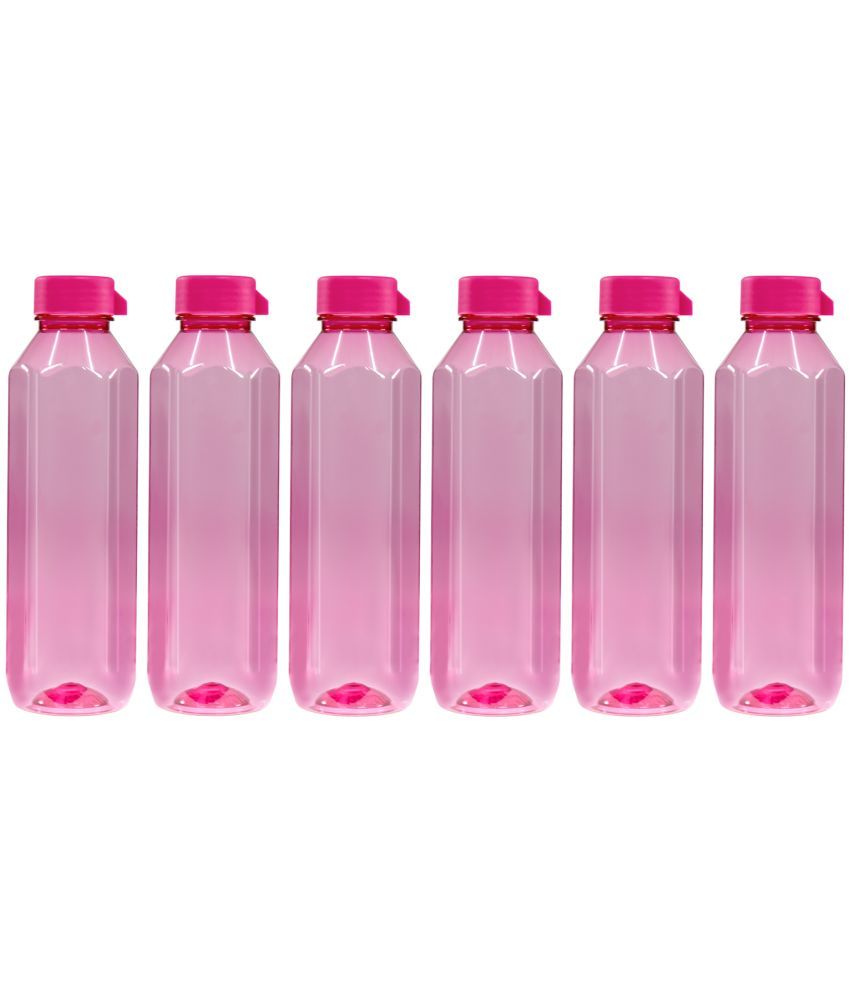     			PearlPet Topaz-1000ML-PINK-6PCS Pink Plastic Water Bottle 1000 mL ( Set of 6 )