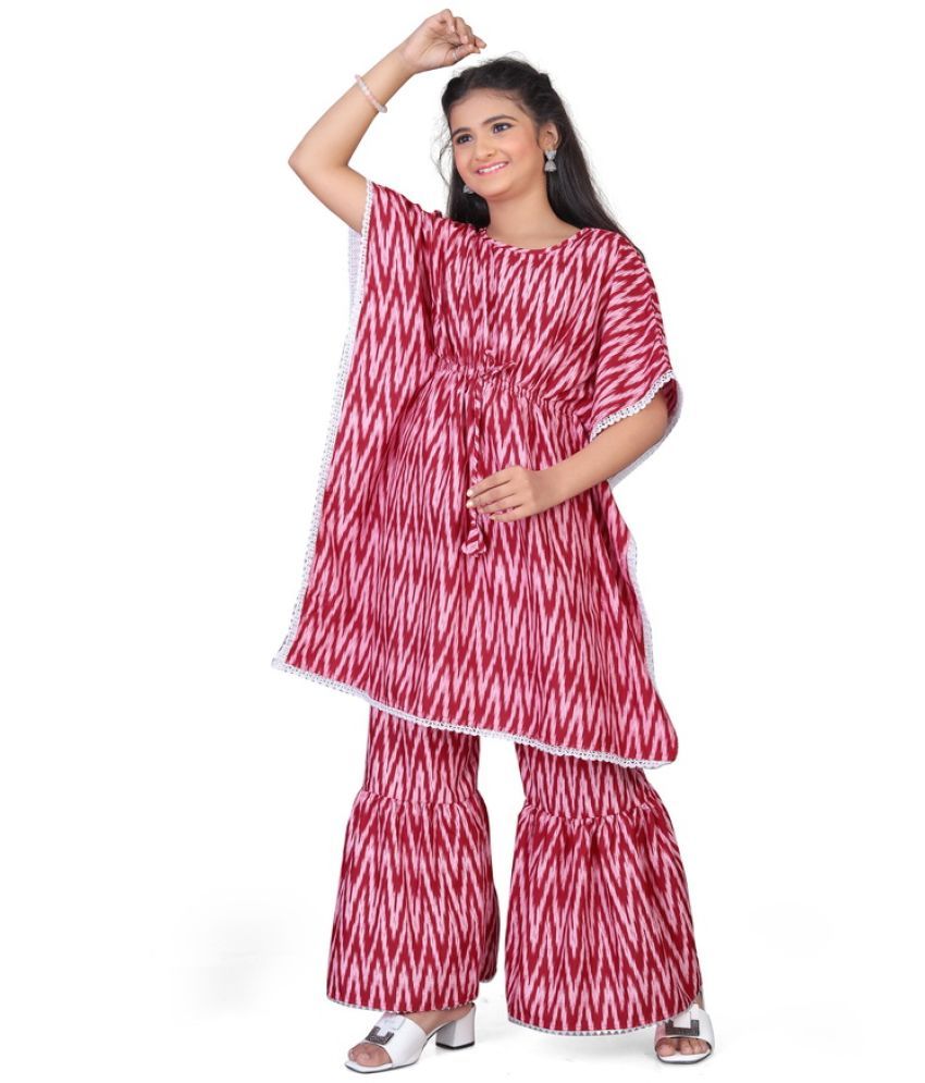     			SELVIFAB Red Crepe Girls Kurta and Sharara Set ( Pack of 1 )