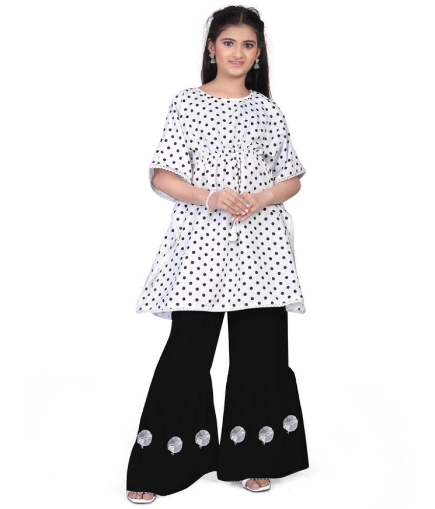     			SELVIFAB White Crepe Girls Kurta and Sharara Set ( Pack of 1 )