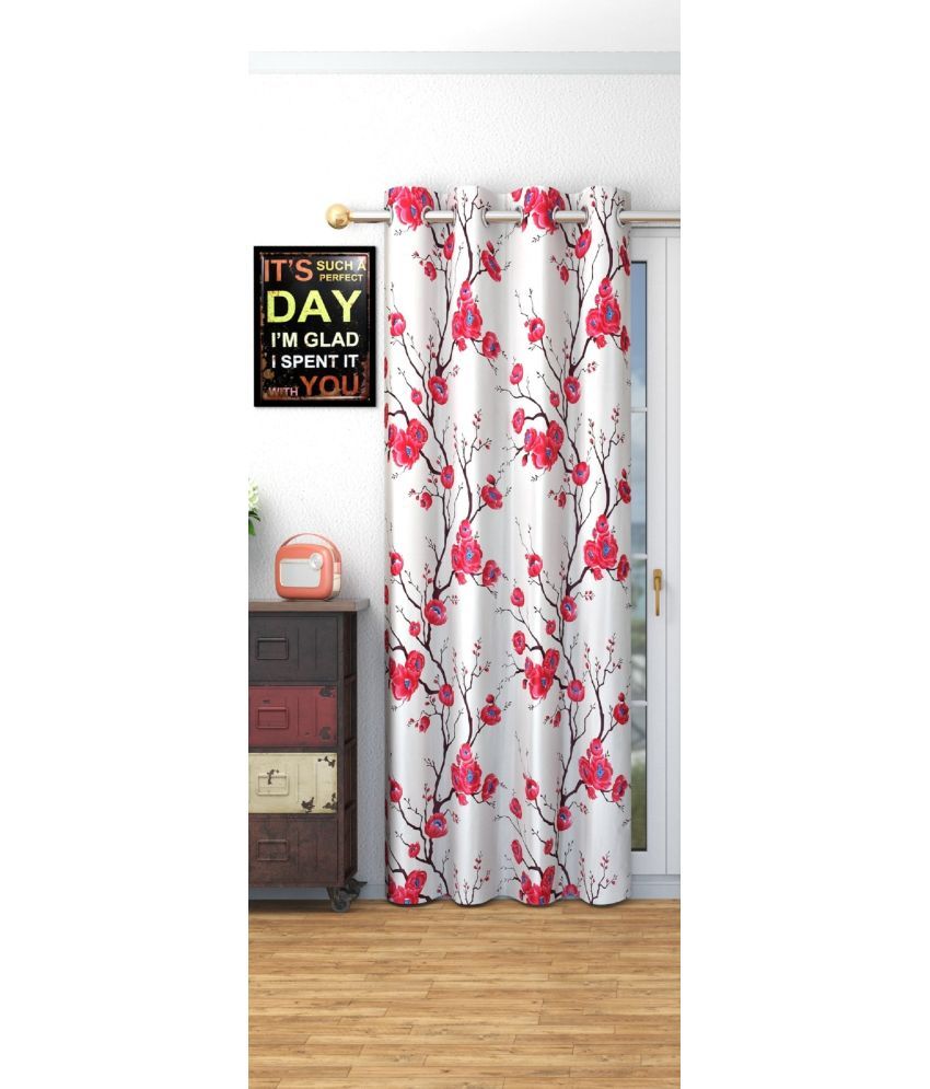     			SWIZIER Floral Room Darkening Eyelet Curtain 5 ft ( Pack of 1 ) - Wine