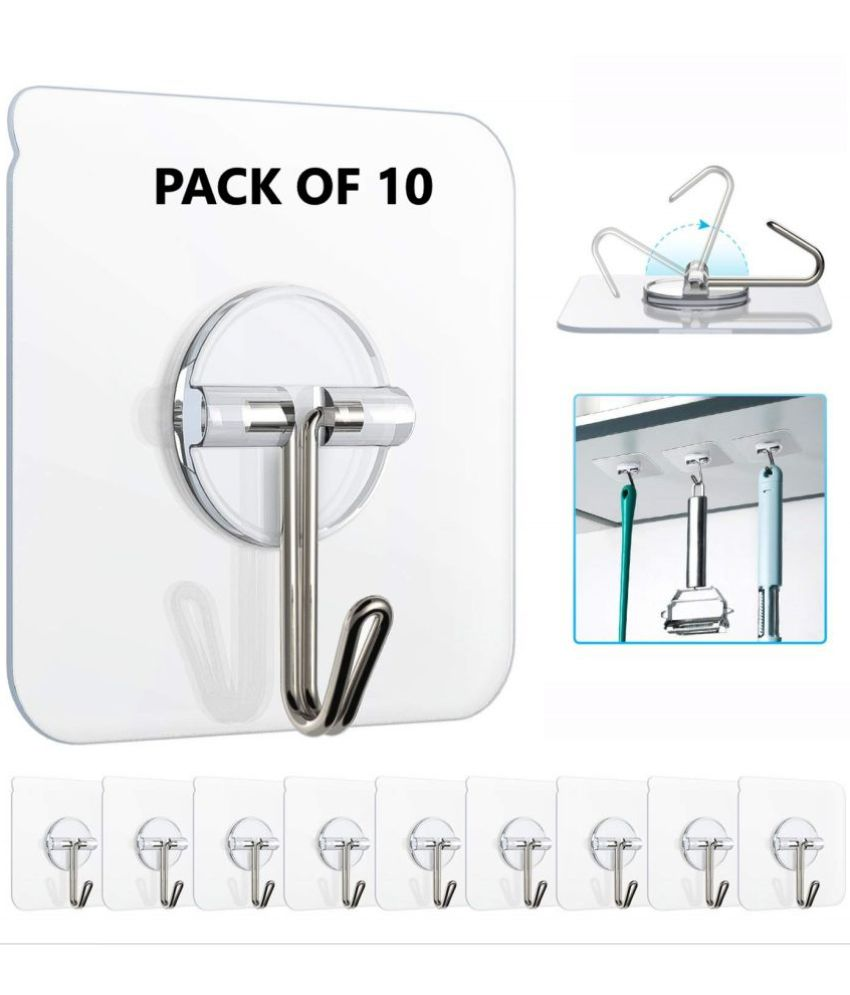     			Self-Adhesive Non-Trace Stick Storage Wall Hooks (Not Suitable for painted walls) Self Adhesive Wall Hanging Hooks - Storage Stools (Pack Of 10)