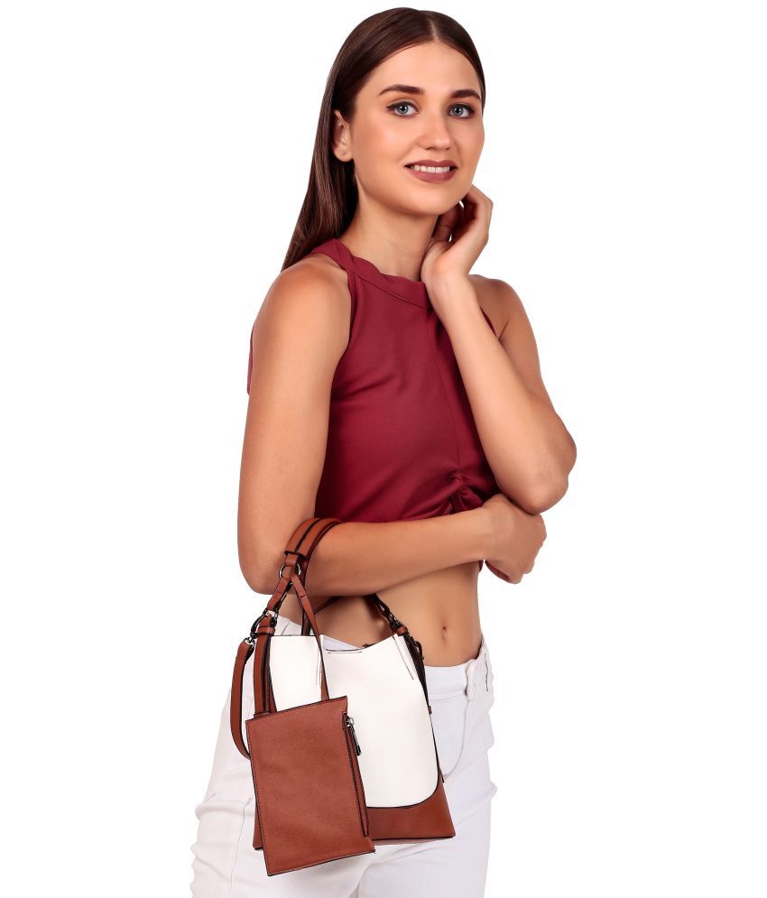     			Style Smith White Faux Leather Sling Bag