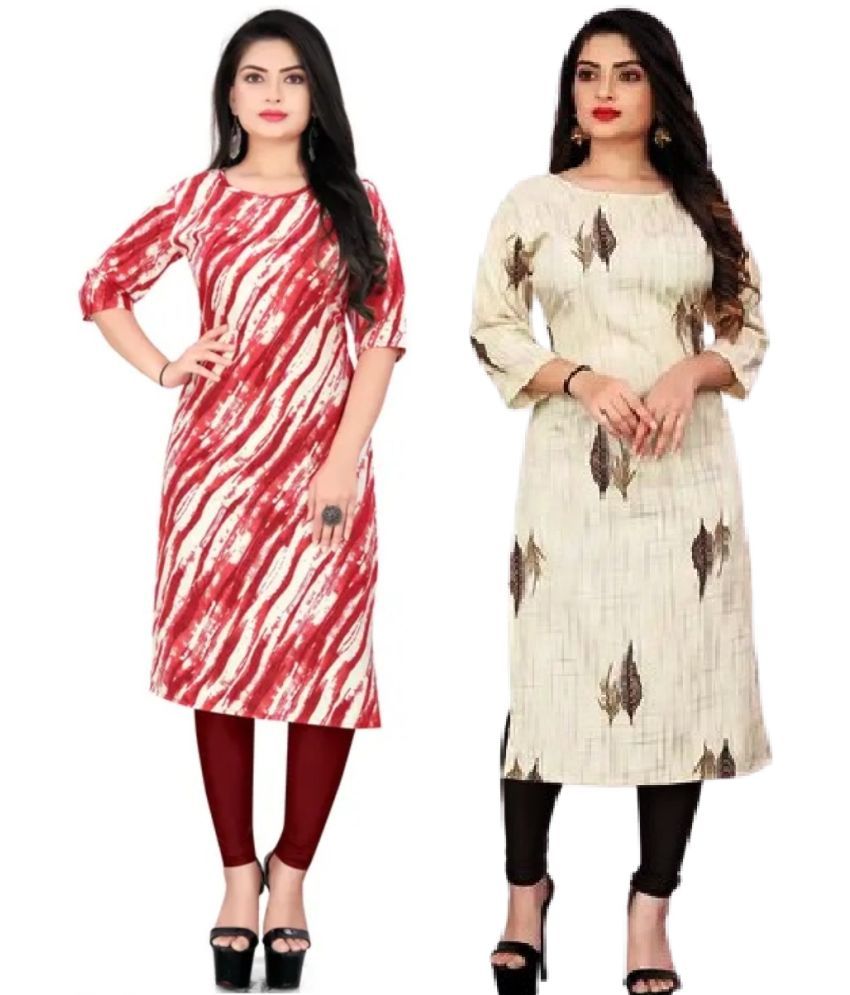     			VACHHARAJ GROUP Crepe Printed A-line Women's Kurti - Multicolor ( Pack of 2 )