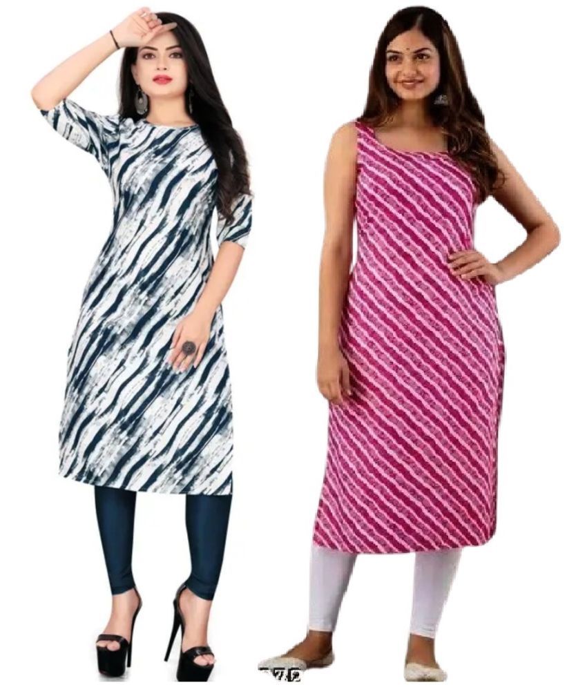     			VACHHARAJ GROUP Crepe Printed A-line Women's Kurti - Multicoloured ( Pack of 2 )