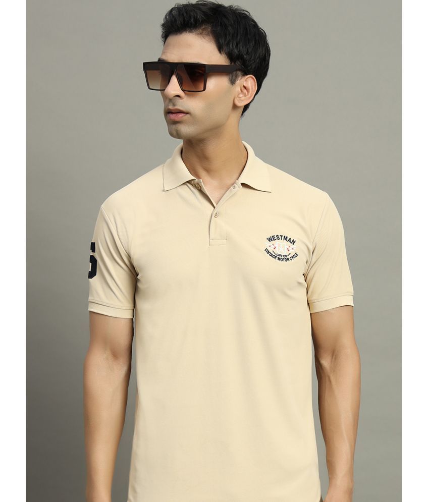     			WESTMAN Cotton Blend Regular Fit Solid Half Sleeves Men's Polo T Shirt - Beige ( Pack of 1 )