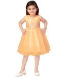 Aarika Orange Net Girls Fit And Flare Dress ( Pack of 1 )