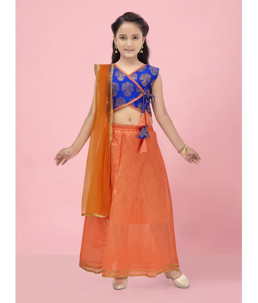     			Aarika Blue Brocade Girls Lehenga Choli Set ( Pack of 1 )