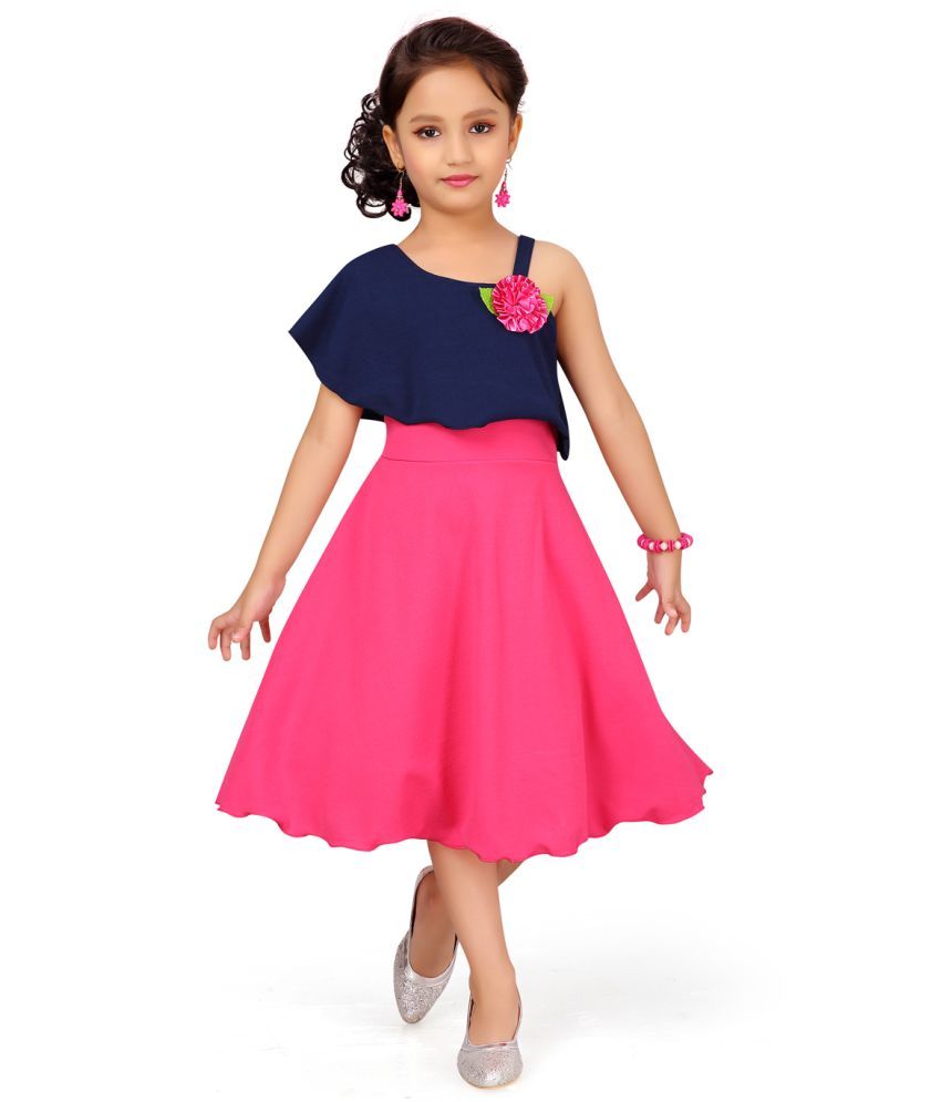     			Aarika Blue Cotton Girls Fit And Flare Dress ( Pack of 1 )