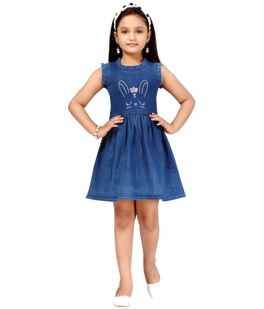     			Aarika Blue Denim Girls Skater Dress ( Pack of 1 )