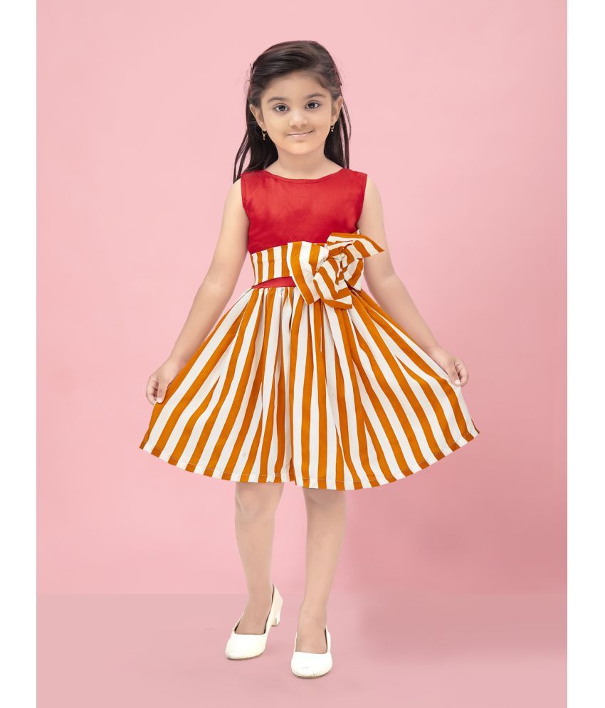     			Aarika Gold Cotton Blend Girls Fit And Flare Dress ( Pack of 1 )