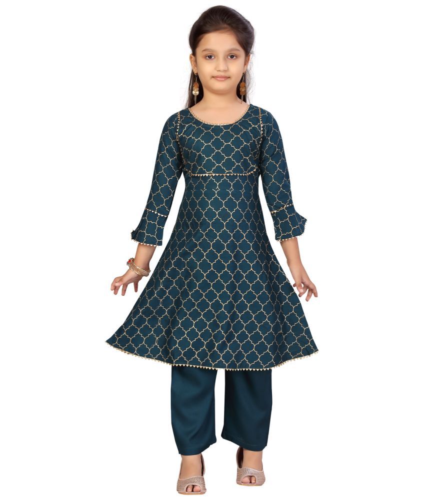     			Aarika Girls Cotton Kurta and Trousers Set ( Pack of 1 , Green )