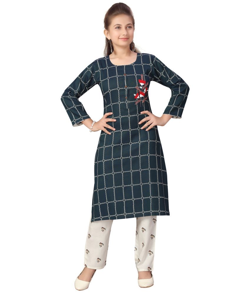     			Aarika Girls Cotton Kurta and Pant Set ( Pack of 1 , Green )