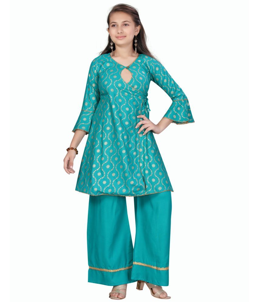     			Aarika Green Cotton Girls Kurta and Trousers Set ( Pack of 1 )