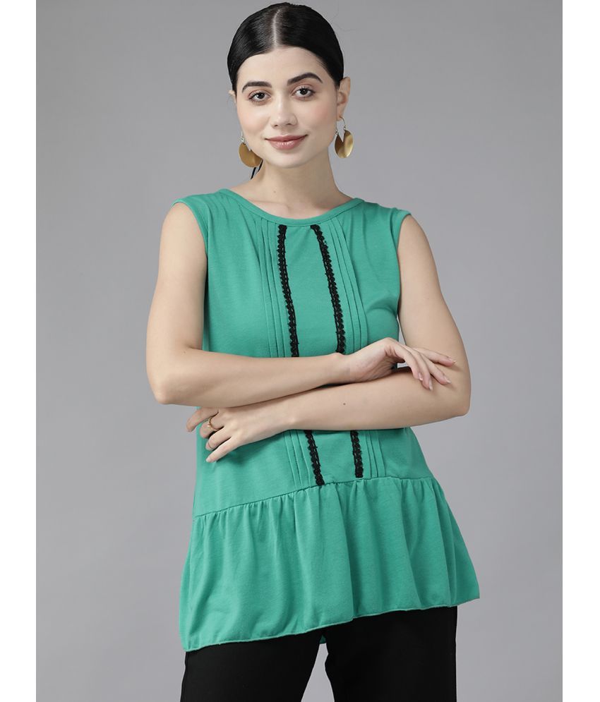     			Aarika Green Georgette Women's A-Line Top ( Pack of 1 )