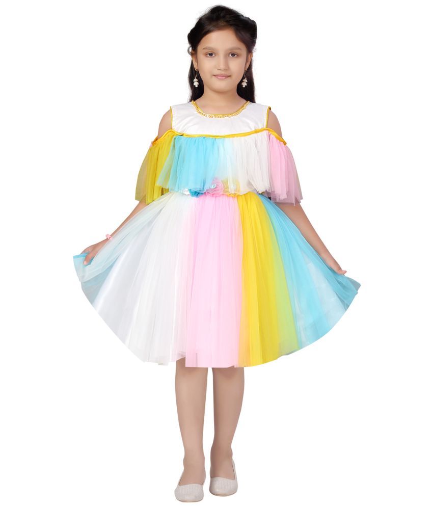     			Aarika Polyester Fit And Flare Dress For Girls ( Pack of 1 , Multicolor )