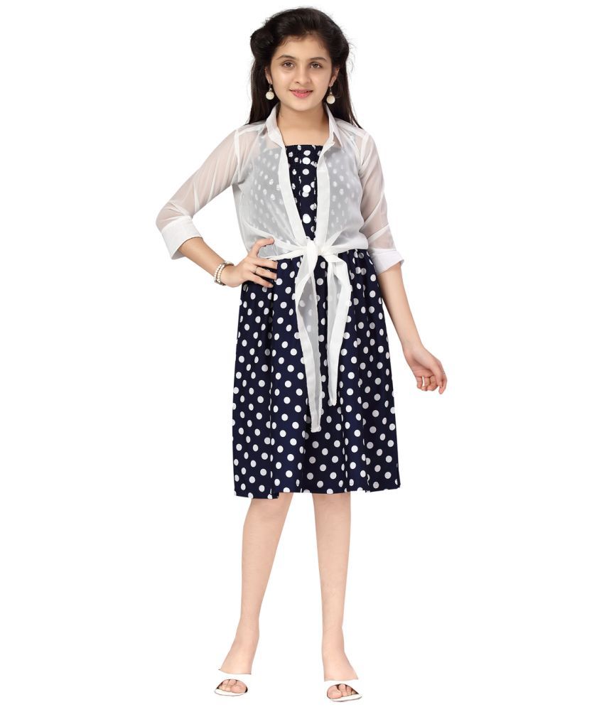     			Aarika Navy Blue Cotton Blend Girls Skater Dress ( Pack of 1 )